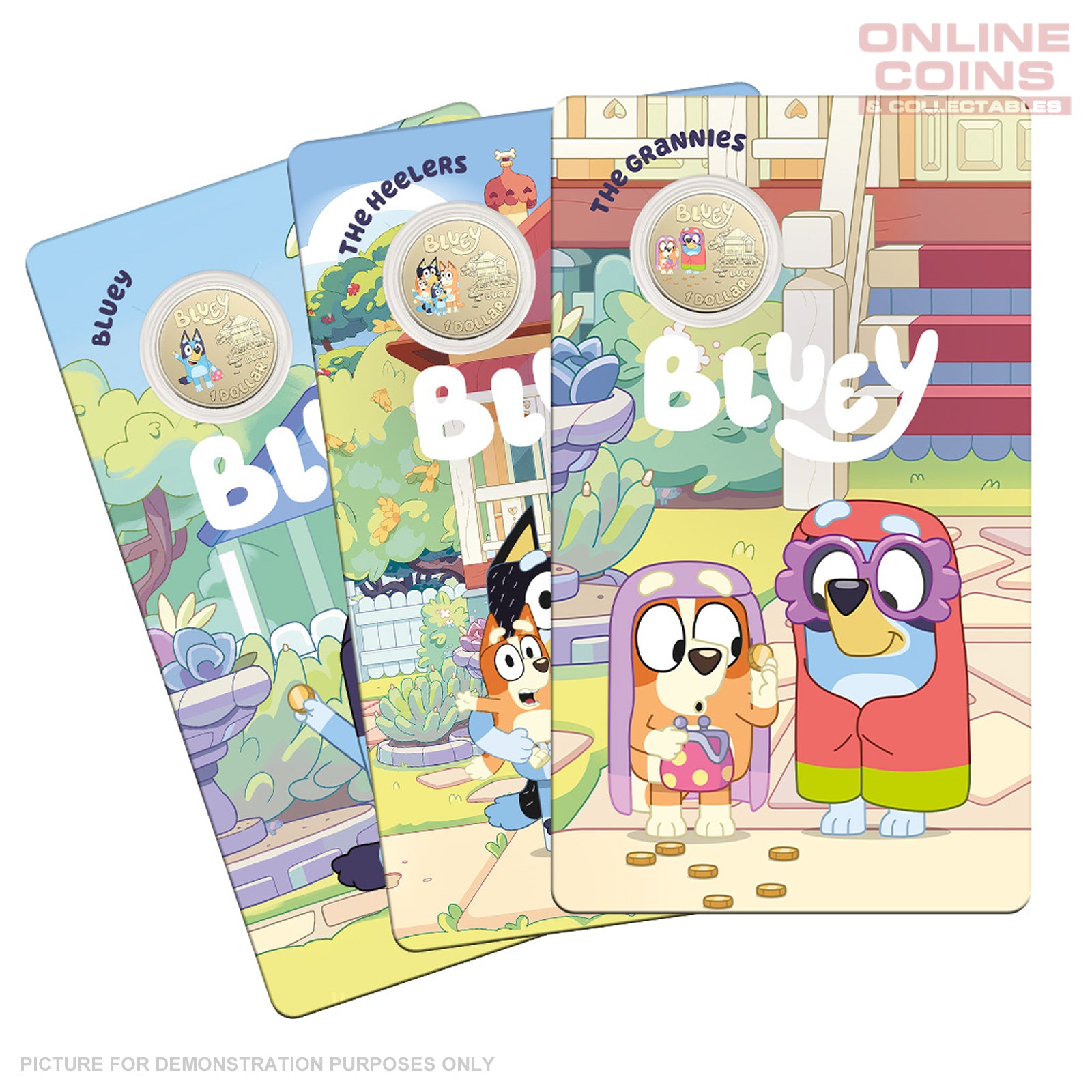 2024 $1 AlBr Coloured Uncirculated Three Coin Set - BLUEY DOLLARBUCKS